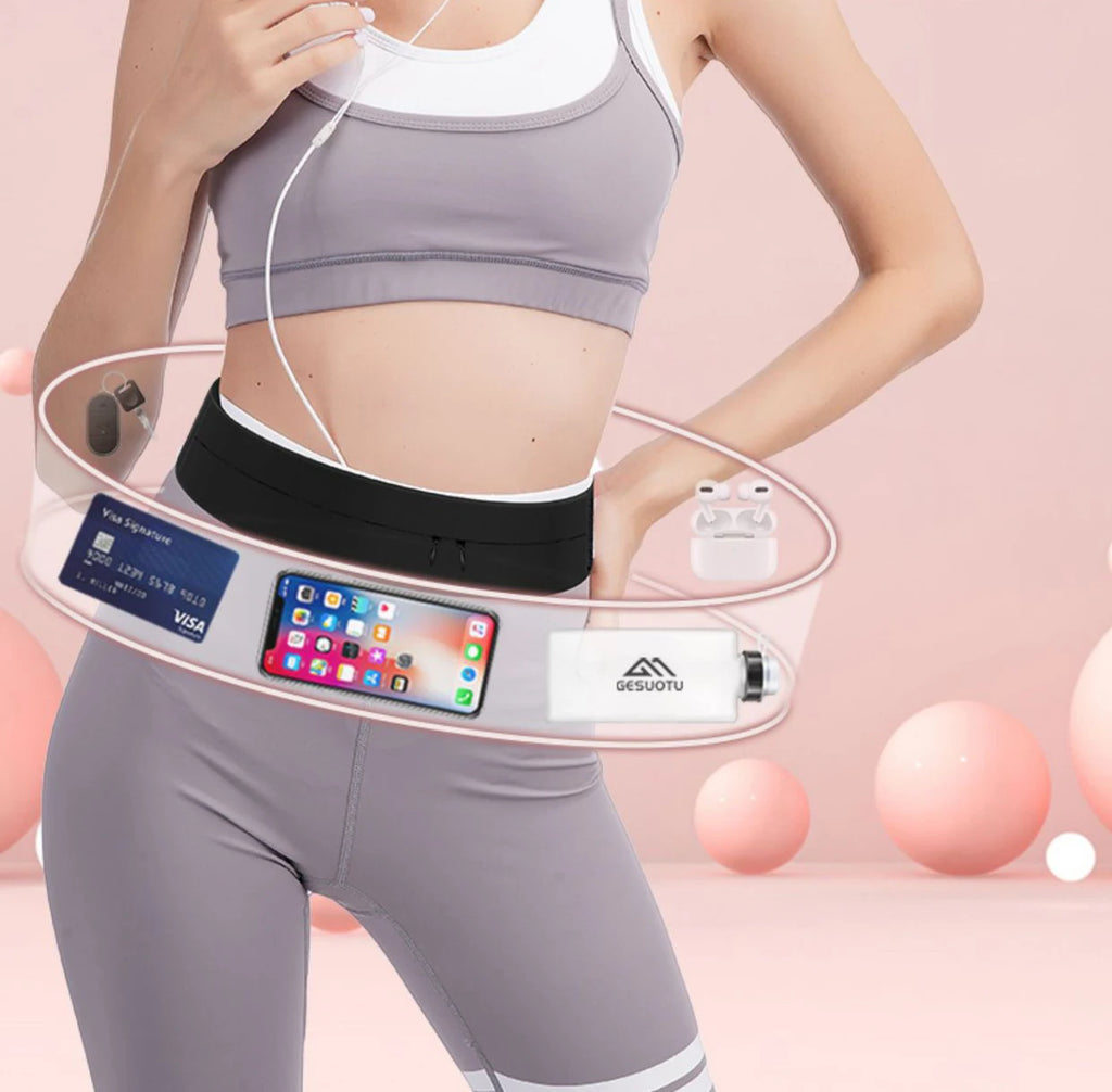 Men Women RunningWaterproof Running Waist Belt with Water Bottle Pocket Lightweight Fanny Pack Phone Pouch for Workout Jogging