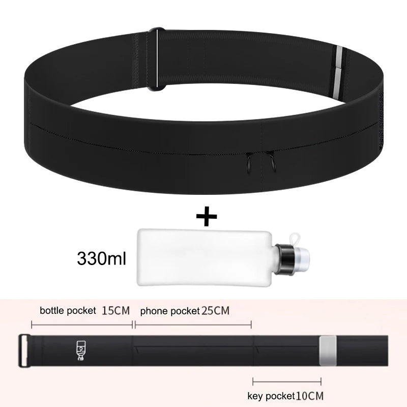 Men Women RunningWaterproof Running Waist Belt with Water Bottle Pocket Lightweight Fanny Pack Phone Pouch for Workout Jogging
